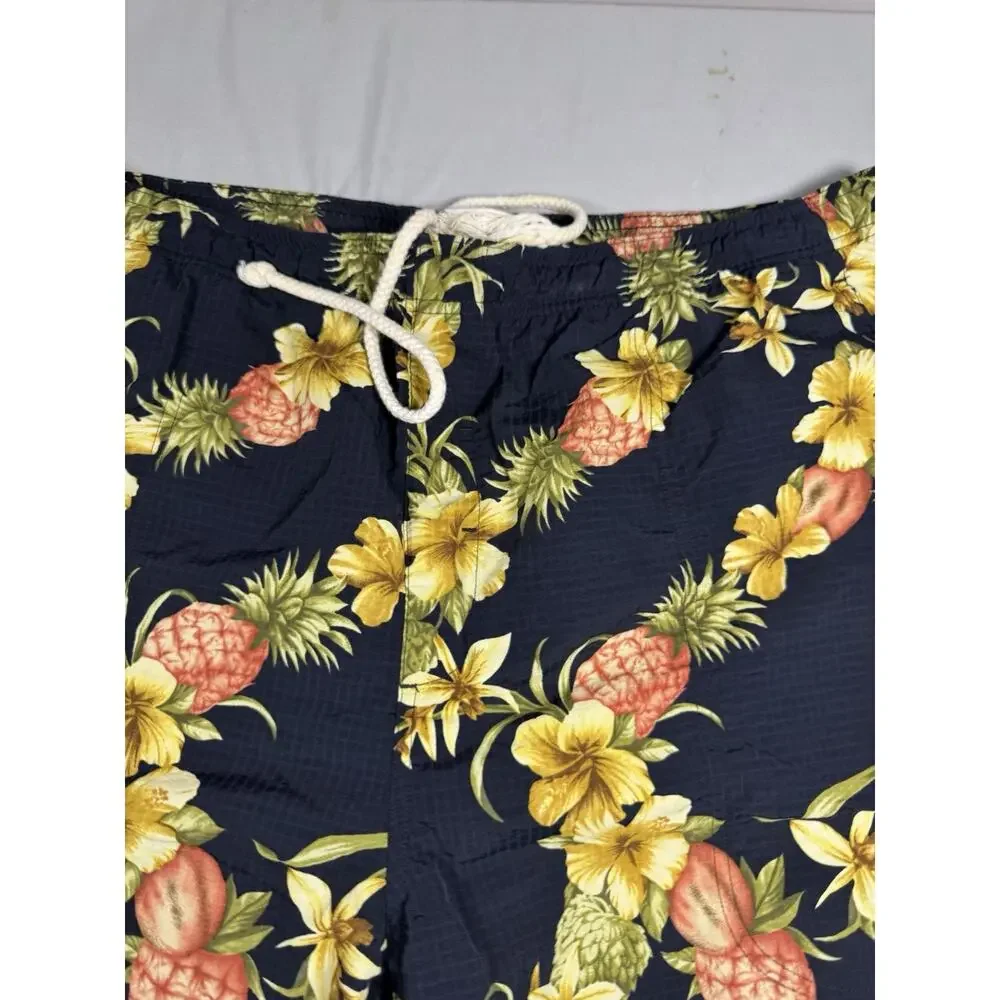 Tommy Bahama Pineapple Floral Swim Trunks Board Shorts Men’s XL Blue Hawaiian